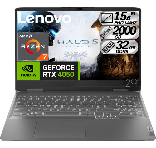 Portatil Lenovo Gamer Loq Ryzen 7 7840hs 32gb 2000gb Rtx4050