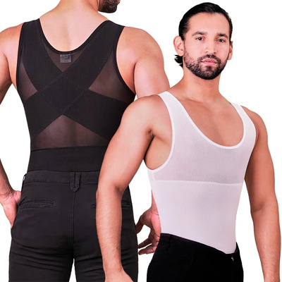 Camiseta Faja De Hombre 2 X 1 Promo Unica De Power Net Color Negro Talla 3XL | Meses sin interés