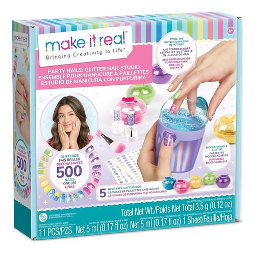 Hazlo Realidad: Party Nails Glitter Nail Studio - Kit De Uña