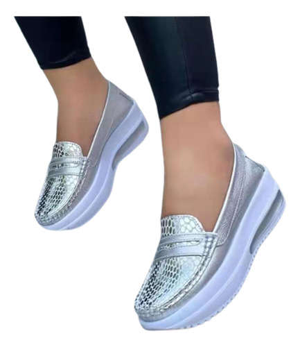 Zapatillas Con Plataforma Para Mujer, Zapatos Sin Cordones C