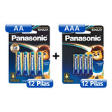 Combo Pilas 12 Aa + 12 Aaa Alcalinas Panasonic Evolta