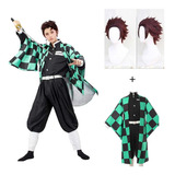 Demon Slayer:kimetsu No Yaiba Tanjiro Cosplay Kimono+peluca