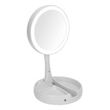 Espejo Con Luz Led Para Maquillaje Plegable + Aumento X 10