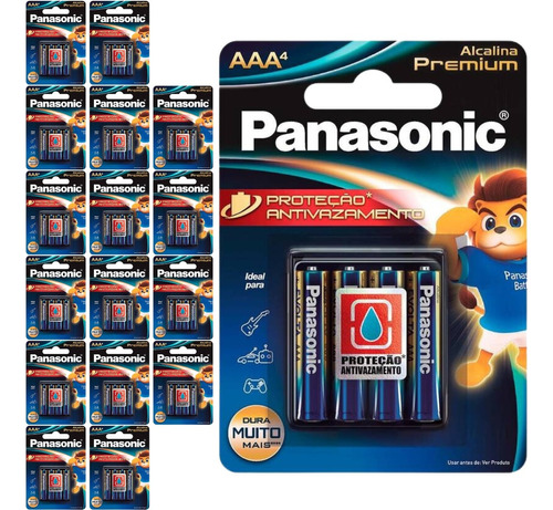 68 Pilhas Alcalinas Premium Aaa 3a Palito Panasonic 17 Cart