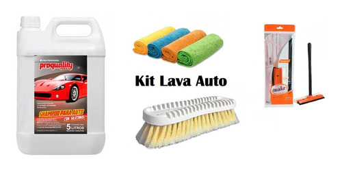Kit Lavado De Auto: Cepillo + Shampoo + Secavidrios +10paños