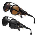 Keithion Steampunk Estilo Redondo Vintage Gafas De Sol Retro