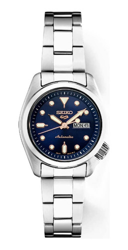 Correa Automática Seiko De Acero Inoxidable Plateado Con Esf