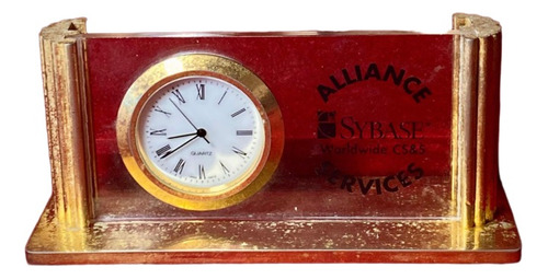 Antiguo Reloj De Mesa Dorado A Pila Alliance Services