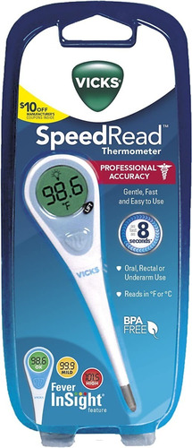 Vicks Speedread Termômetro Digital Leitura Rápida 8 Segundos Cor Azul