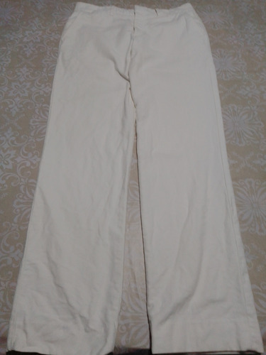 Pantalon Largo Armani Exchage Color Crema Algodon Tipo Pana 
