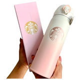 Termo Starbucks Rosa Blanco Acero Inoxidable Venti Relieve