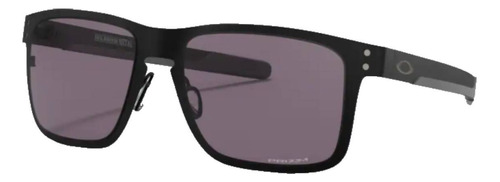 Óculos De Sol Oakley Holbrook Metal Standard Armação De Aço Inoxidável Cor Matte Black, Lente Grey De Plutonite Prizm, Haste Matte Black De Aço Inoxidável - Oo4123