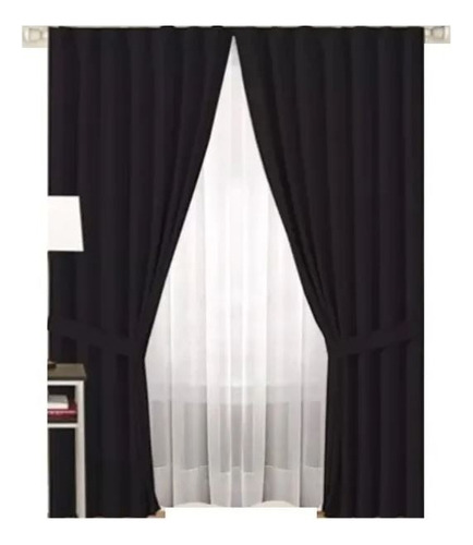 Juego De Cortinas Blackout 140x220 Riel Barral Oculto