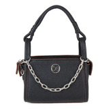 Bolsa Satchel Para Mujer Cloe Chica Cadena Decorativa Color Negro