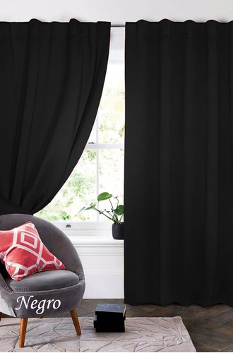 Juego Cortinas Blackout Engomado De 240cm Largo Bloquea 100%