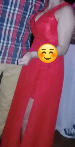 Vestido De Fiesta  Encaje Doble Pieza Rojo 1 Uso