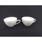 Juego X2 Taza Cafe Porcelana Tsuji Hojas Antiguo Shabby