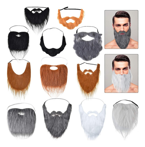 12 Piezas De Barba Falsa De Halloween Divertidos Bigotes