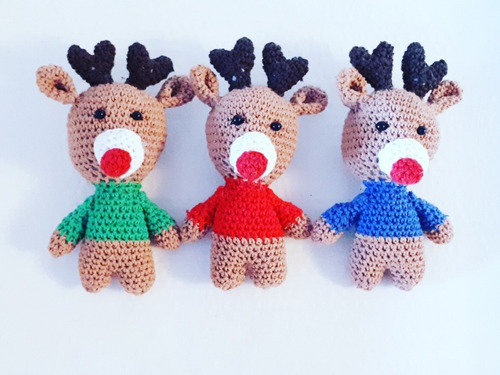 Reno Navideño A Crochet (pack Por 3 Unidades)