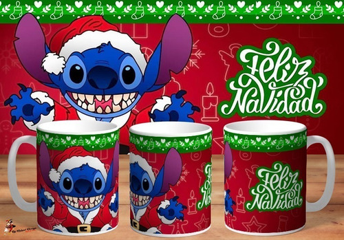 Taza - Tazón De Ceramica Navidad Stitch Disney Art