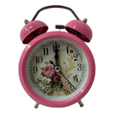 Reloj Despertador Clásico Redondo C/diseño Rosa Irm-06359