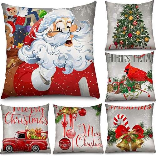 Juego De 6 Fundas De Almohada De Navidad Suaves Y Cortas De 