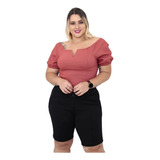 Bermuda Feminina Tecido Begaline Moda Plus Size Com Cinto