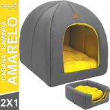 Toca 2x1 Amarelo Avuk Pet Cama Cachorro Gato Casa Cabana