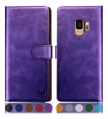 Funda Billetera Violeta Bloqueo Rfid Para Galaxy S9