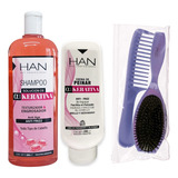 Han Shampoo + Crema Keratina Fortalecedor + Kit Peines