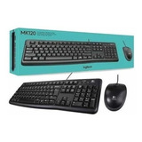 Teclado E Mouse Logitech Usb Mk120 Com Fio