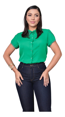 Camisa Boutique Feminina Plus Size Elegante Casual Sku:bp105