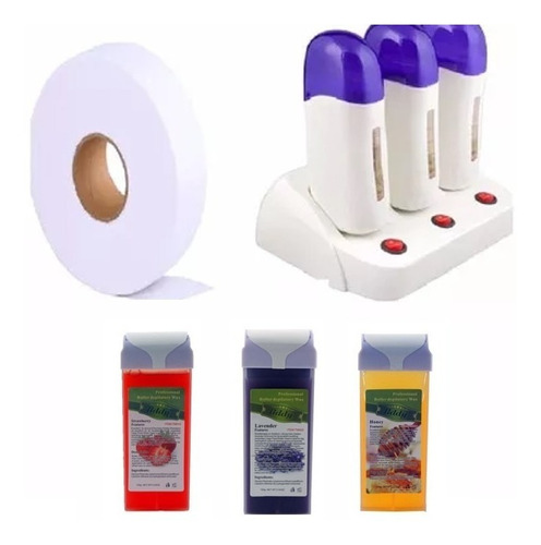 Kit: Calentador Triple Para Depilación Roll On + Papel 100 M