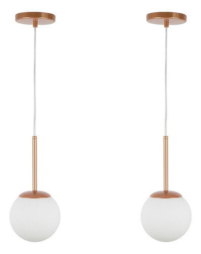 Kit C/ 2 Pendentes Jabuticaba /1 Globo De Vidro - Rose Gold