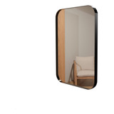 Espelho Retrô Retangular C/ Moldura Banheiro Quarto 90x60 Cm