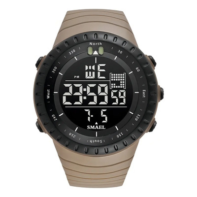 Reloj pulsera digital Smael 1237 con correa de resina color caqui - fondo negro | MercadoLibre
