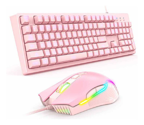 Teclado Gamer G25 + Mouse Onikuma Cw905 Rosado