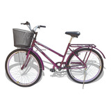 Bicicleta Aro 26 Wendy Modelo Poti Com Cesta Cores Cor Violeta-escuro