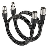 Cable Xlr De 25 Pies/2 Unidades, 3 Pines, Trenzado Xlr Macho