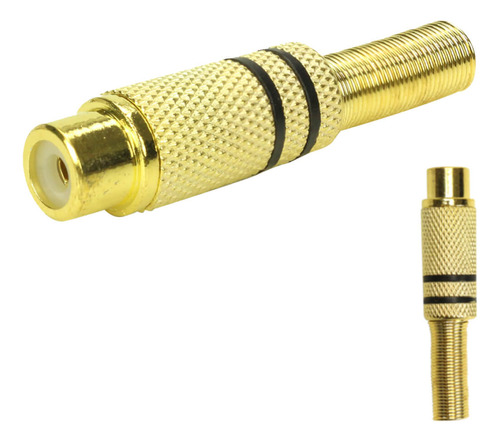 10x Plug Rca Fêmea Gold 24k Linha Profissional 4mm Original