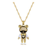 Collar Oso Osito Robot - Acero Inoxidable Bañado En Oro 18k