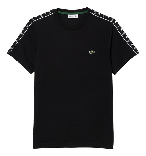 Playera Lacoste Negro Hombros Cuello Redondo Th7404