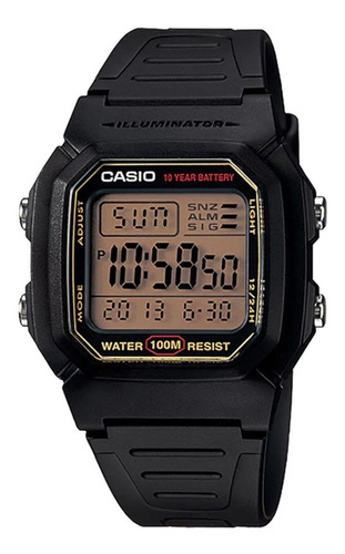 Relógio Unissex Casio W-800hg-9av 10 Anos De Bateria 100m De Resistência