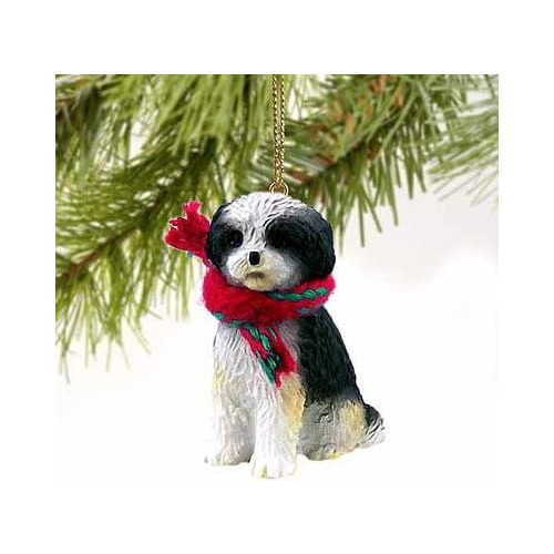 Shih Tzu Tiny Miniature One Christmas Ornament Black-wh...