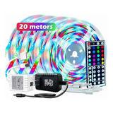 Tira Led Multicolor Luces Led Rgb 20m Control Decorar Cuarto