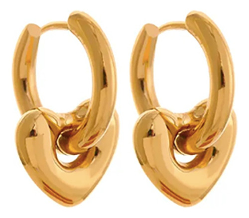 Aros Amara Acero Quirurgico Chapado Oro 18k Argolla Corazon