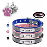 Collar Reflectante Y Placa Personalizado Grabar Para Mascota