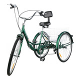 Vevor Triciclo Adultos 7 Velocidades Bicicleta 24 PuLG Cesta