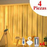 Guirnalda De Cortina Luces 300 Led 3x3m Decoración Hogar 4pz