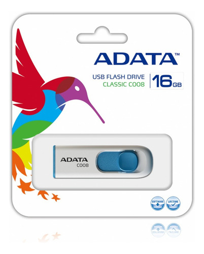 Memoria Usb 16gb A-data C008 Blanco/azul Ac008-16g-rwe